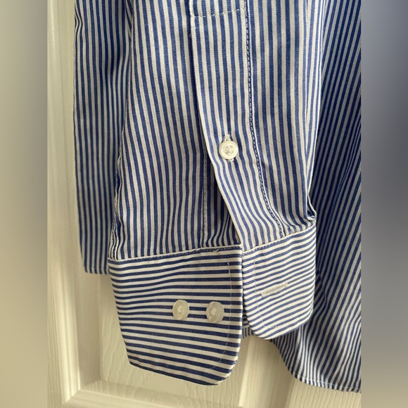 Dockers Men’s Button Down Shirt Blue White Striped Long Sleeve Men’s Size XL - Picture 6 of 7